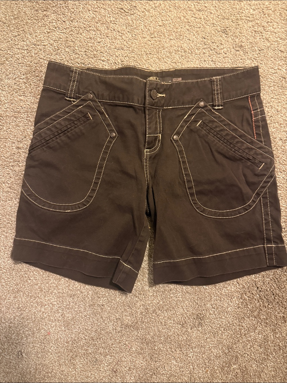 PRANA Women’s Brown Casual Stitch-Detail Shorts 6